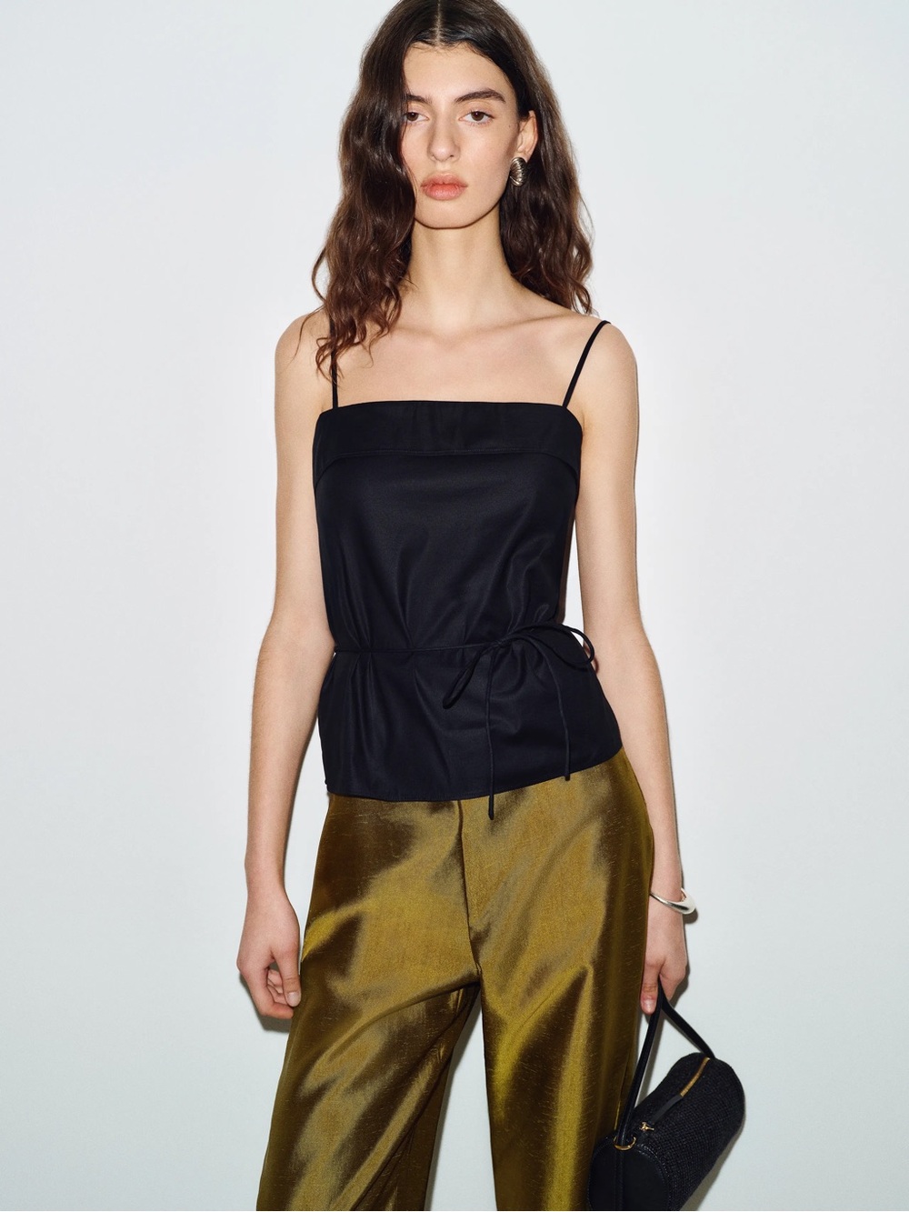 Reformation Augusta Black poplin Spaghetti-Strap Cami Top 4